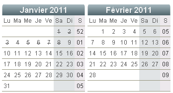 T�l�charger le mod�le de calendrier